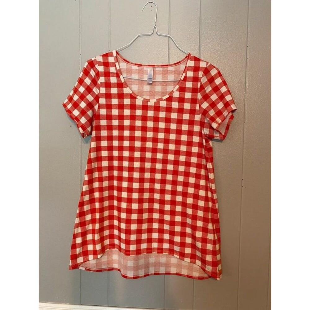 Lularoe Red Plaid Top Medium